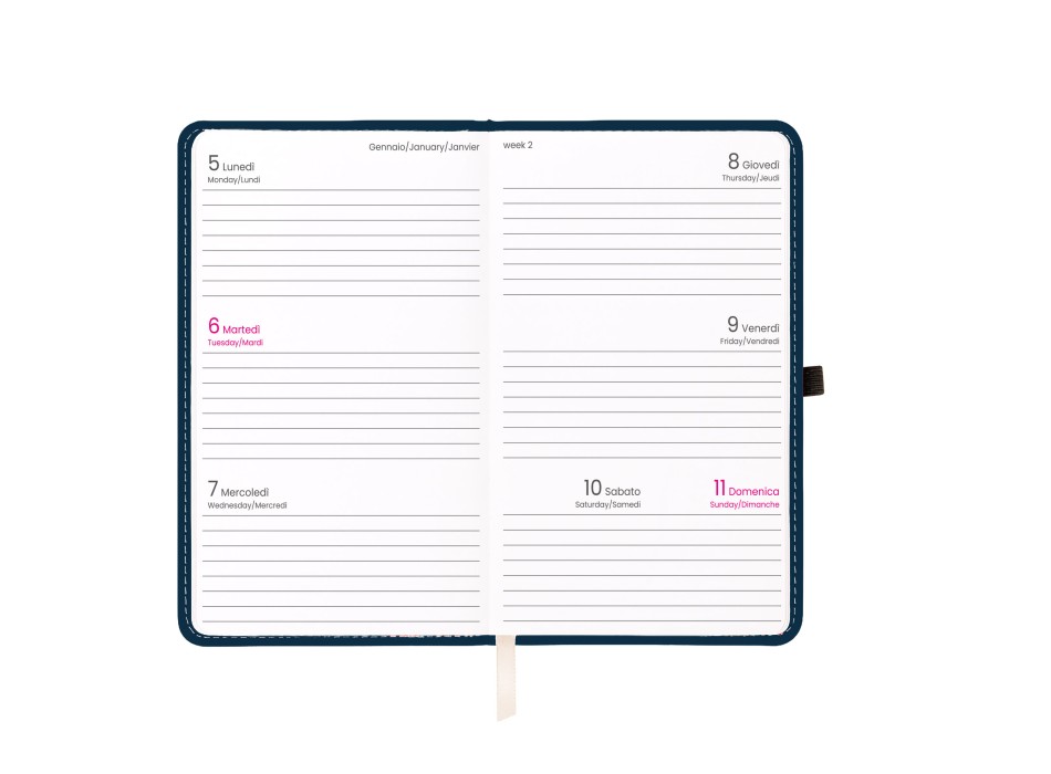 Agenda tascabile settimanale 2026, copertina rigida in PU termovirante con impuntura FullGadgets.com