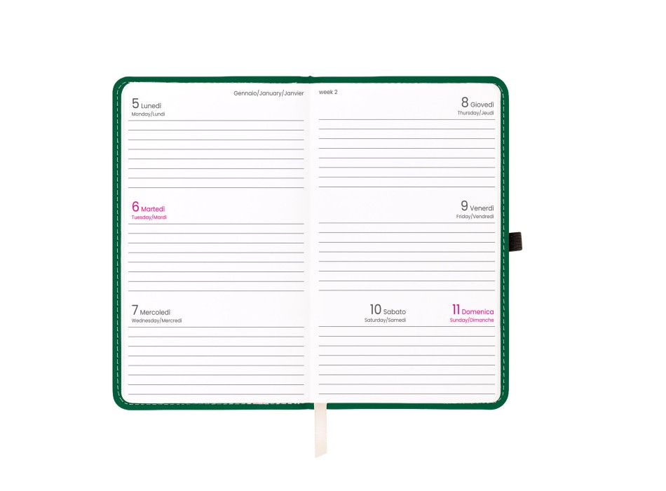 Agenda tascabile settimanale 2026, copertina rigida in PU termovirante con impuntura FullGadgets.com