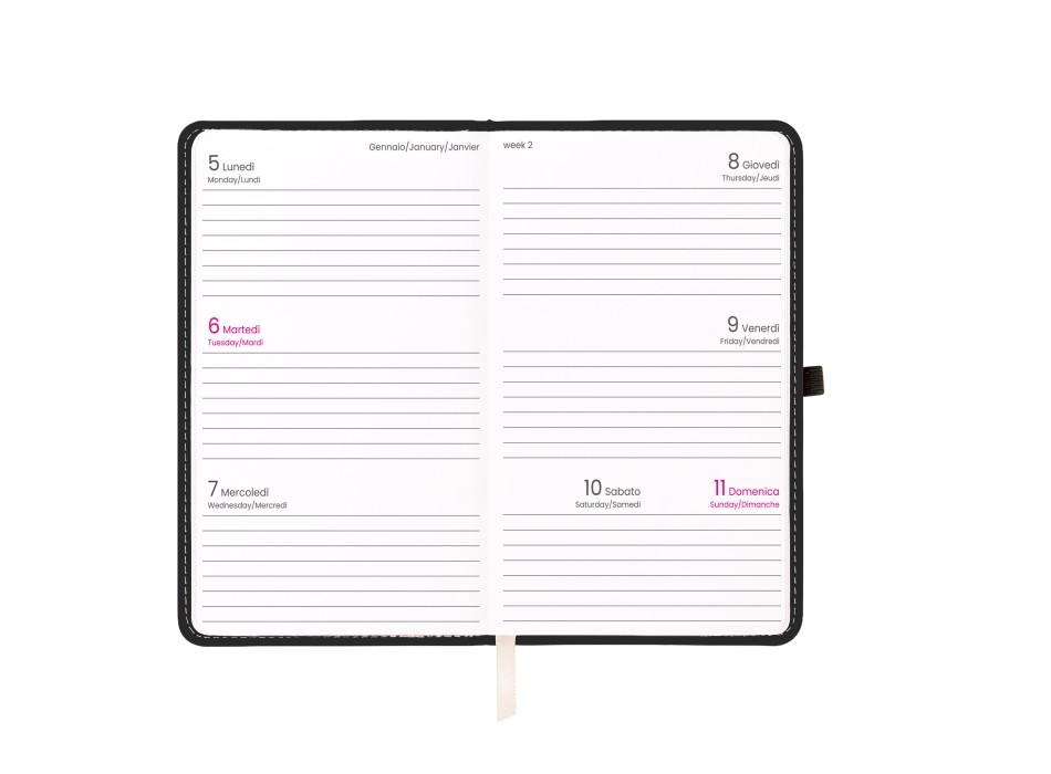 Agenda tascabile settimanale 2026, copertina rigida in PU termovirante con impuntura FullGadgets.com