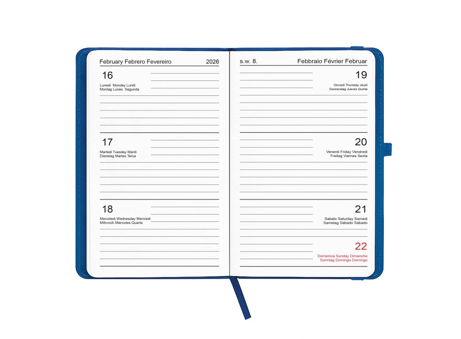 Agenda tascabile settimanale 2026, copertina rigida in PU termovirante con impuntura FullGadgets.com