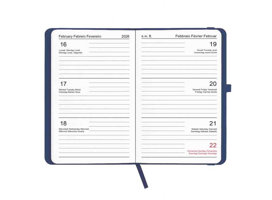 Agenda tascabile settimanale 2026, copertina rigida in PU termovirante con impuntura FullGadgets.com