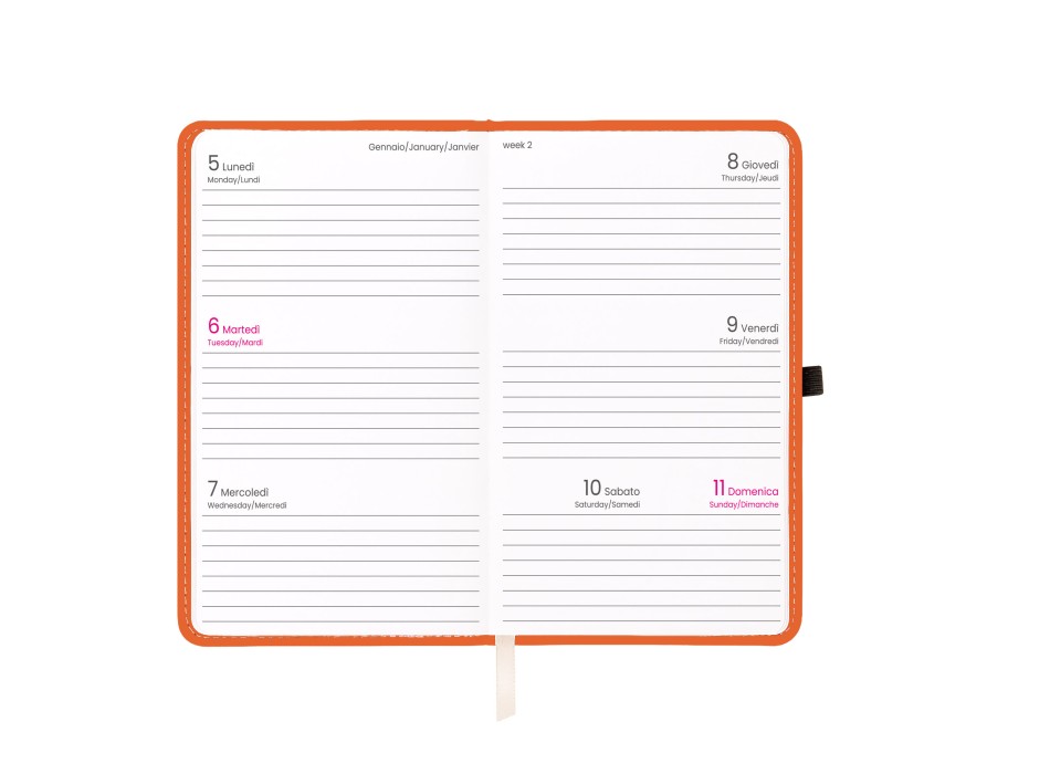 Agenda tascabile settimanale 2026, copertina rigida in PU termovirante con impuntura FullGadgets.com