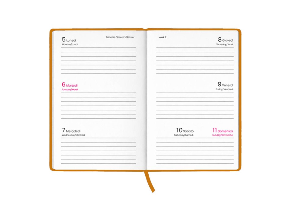Agenda tascabile settimanale 2027. Copertina rigida in cartoncino laminato opaco FullGadgets.com