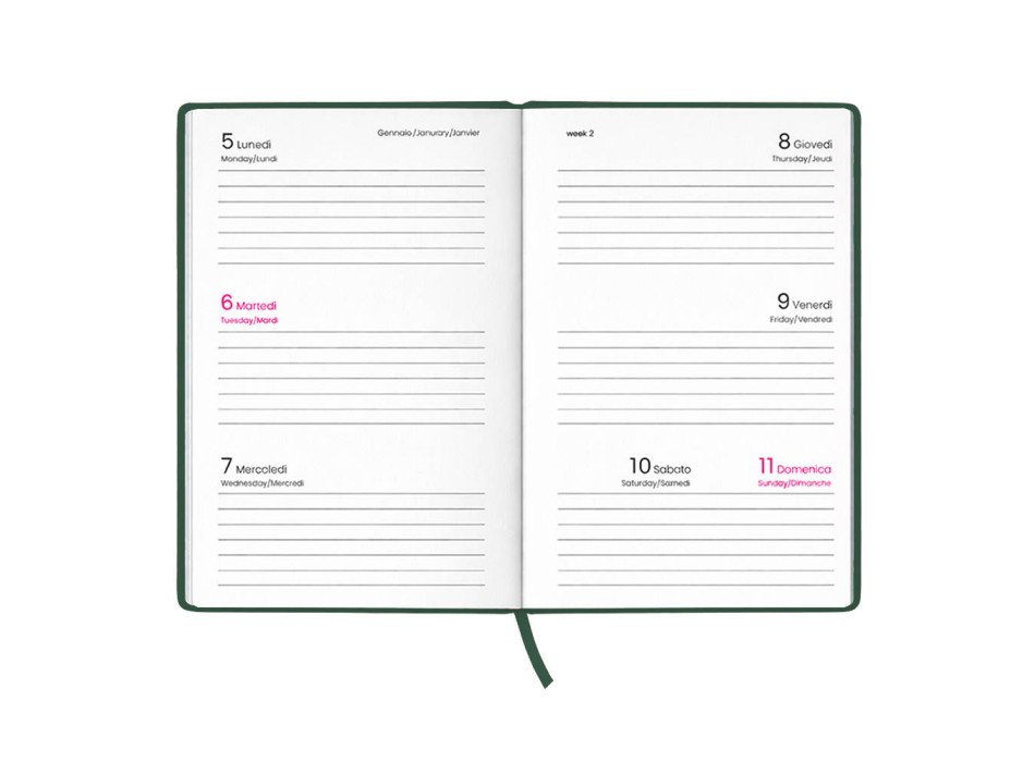 Agenda tascabile settimanale 2027. Copertina rigida in cartoncino laminato opaco FullGadgets.com