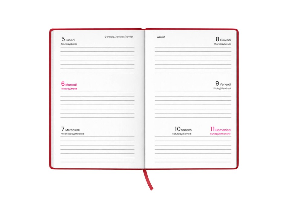 Agenda tascabile settimanale 2027. Copertina rigida in cartoncino laminato opaco FullGadgets.com