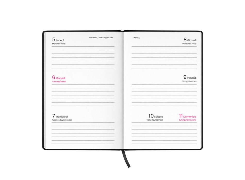 Agenda tascabile settimanale 2027. Copertina rigida in cartoncino laminato opaco FullGadgets.com