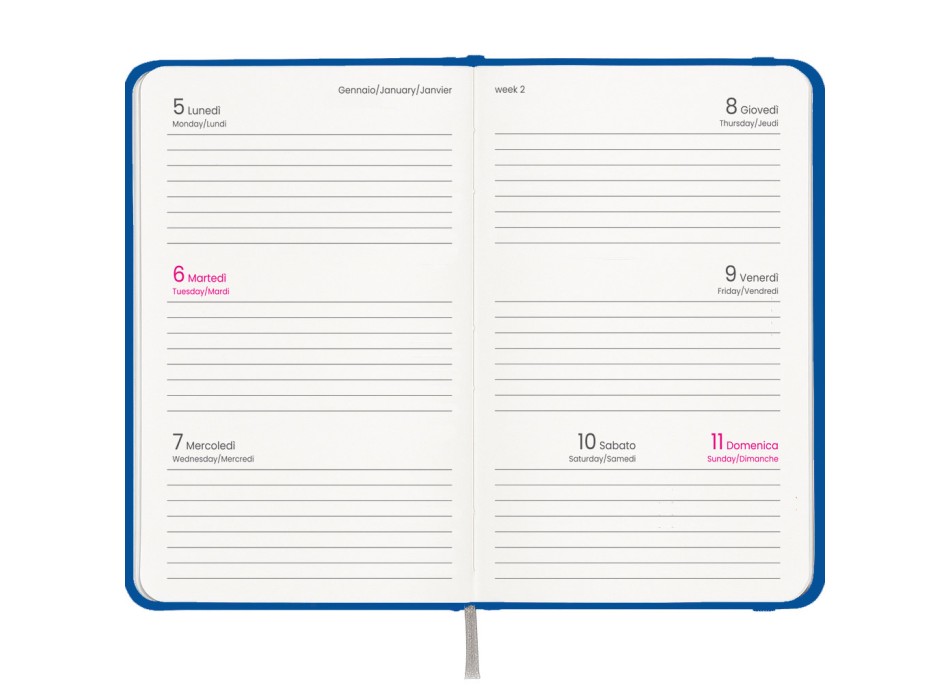 Agenda tascabile settimanale 2027. Copertina rigida in cartoncino laminato opaco FullGadgets.com