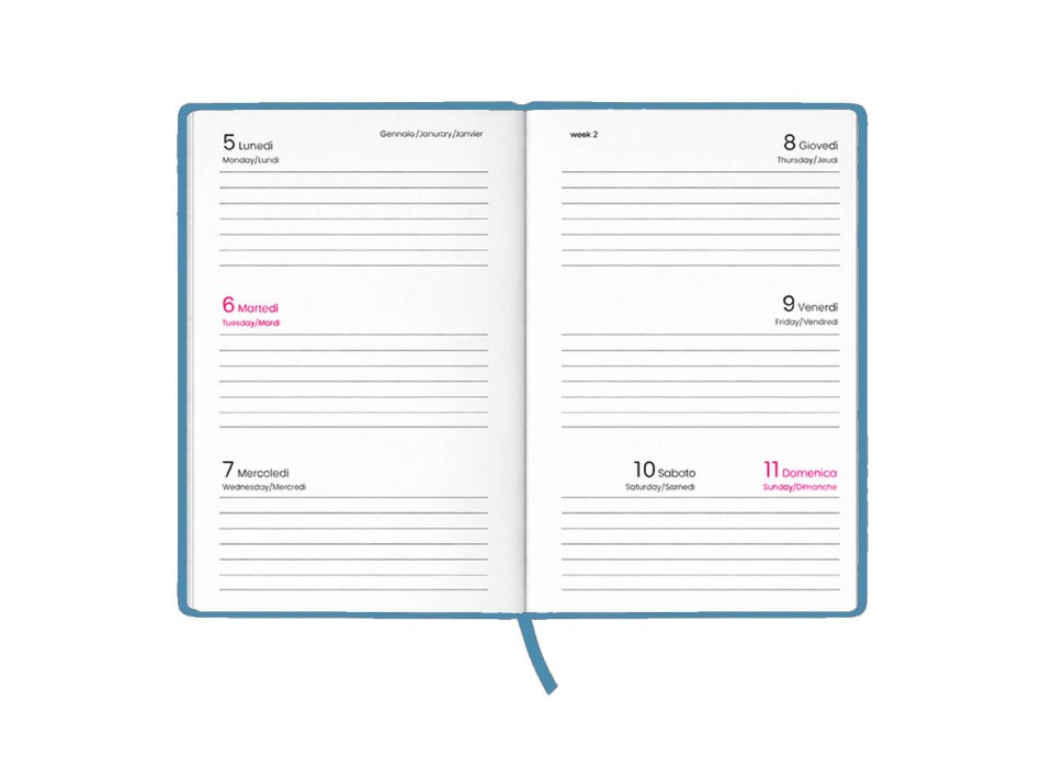 Agenda tascabile settimanale 2027. Copertina rigida in cartoncino laminato opaco FullGadgets.com