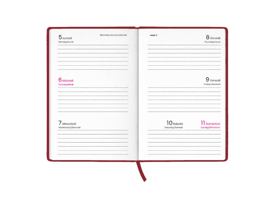 Agenda tascabile settimanale 2027. Copertina rigida in cartoncino laminato opaco FullGadgets.com