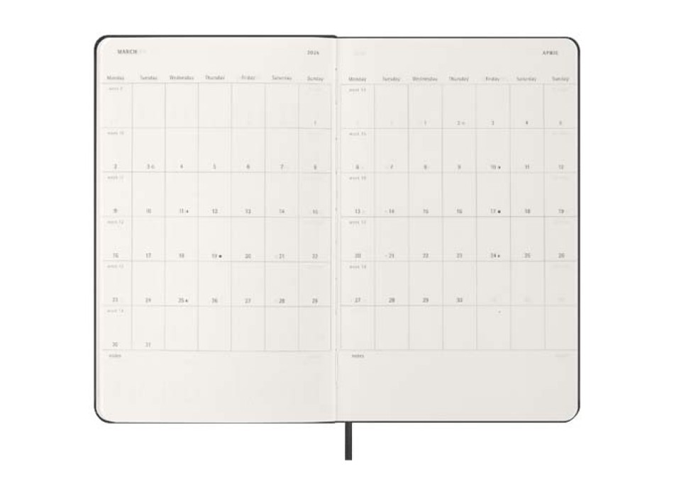 Agenda verticale 12 mesi formato L con copertina rigida Moleskine FullGadgets.com