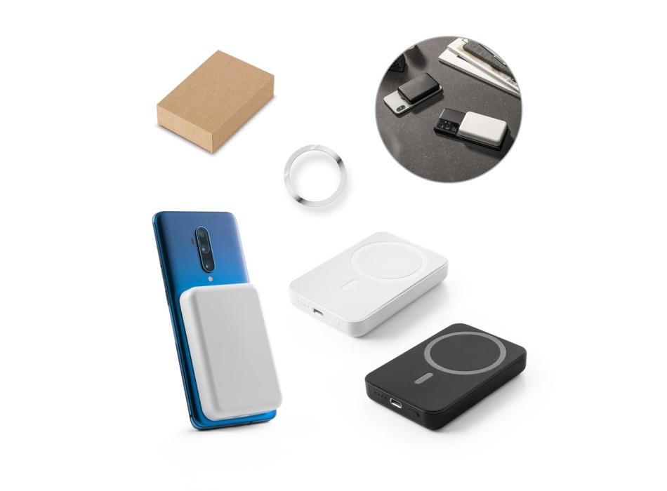 AMPERE 5. Power bank magnetico da 5'000 mAh con caricatore wireless superveloce da 15W in ABS riciclato (100% rABS) FullGadgets.com