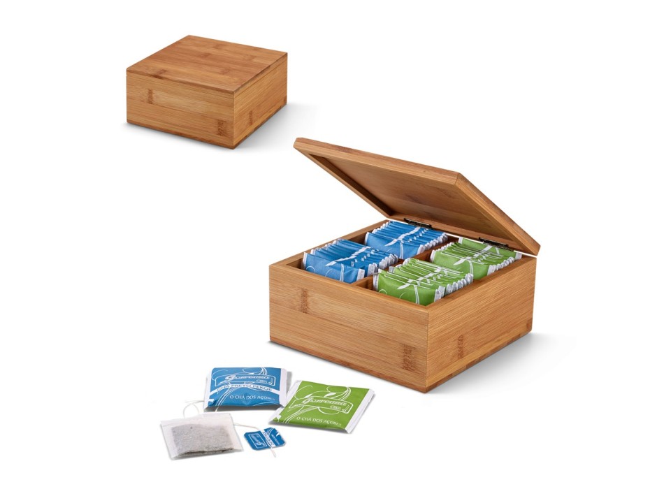 ARNICA. Scatola da tè in bambù con 4 scomparti e chiusura magnetica FullGadgets.com