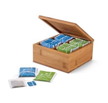 ARNICA. Scatola da tè in bambù con 4 scomparti e chiusura magnetica FullGadgets.com