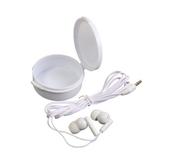 Auricolari stereo in ear in plastica in scatola rotonda personalizzabile. Jack 3,5 mm FullGadgets.com