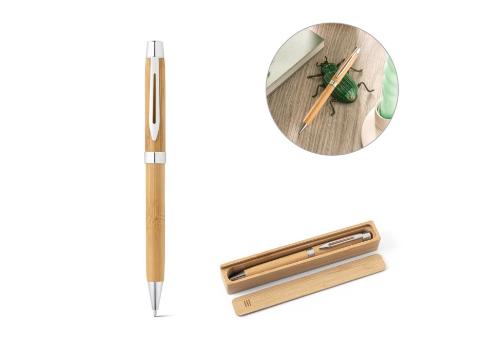 BAHIA II. Penna a sfera in bambù con clip e meccanismo a rotazione FullGadgets.com