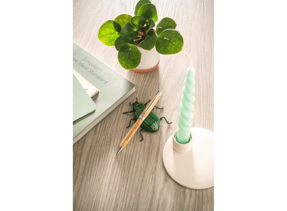 BAHIA II. Penna a sfera in bambù con clip e meccanismo a rotazione FullGadgets.com