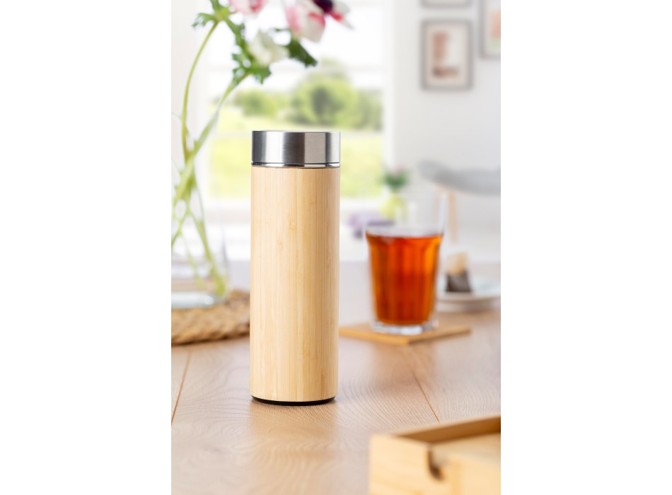 Bamboo and stainless steel double walled bottle Yara FullGadgets.com