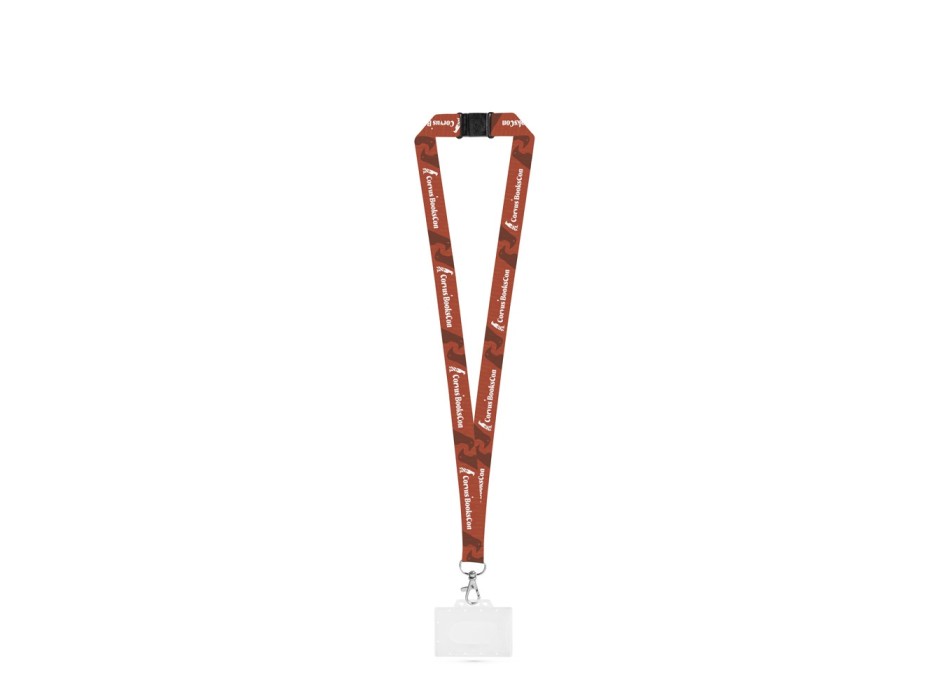 BARNSLEY. Lanyard per sublimazione in poliestere riciclato (100% rPET) con moschettone, chiusura di sicurezza e porta tessere rigido FullGadgets.com