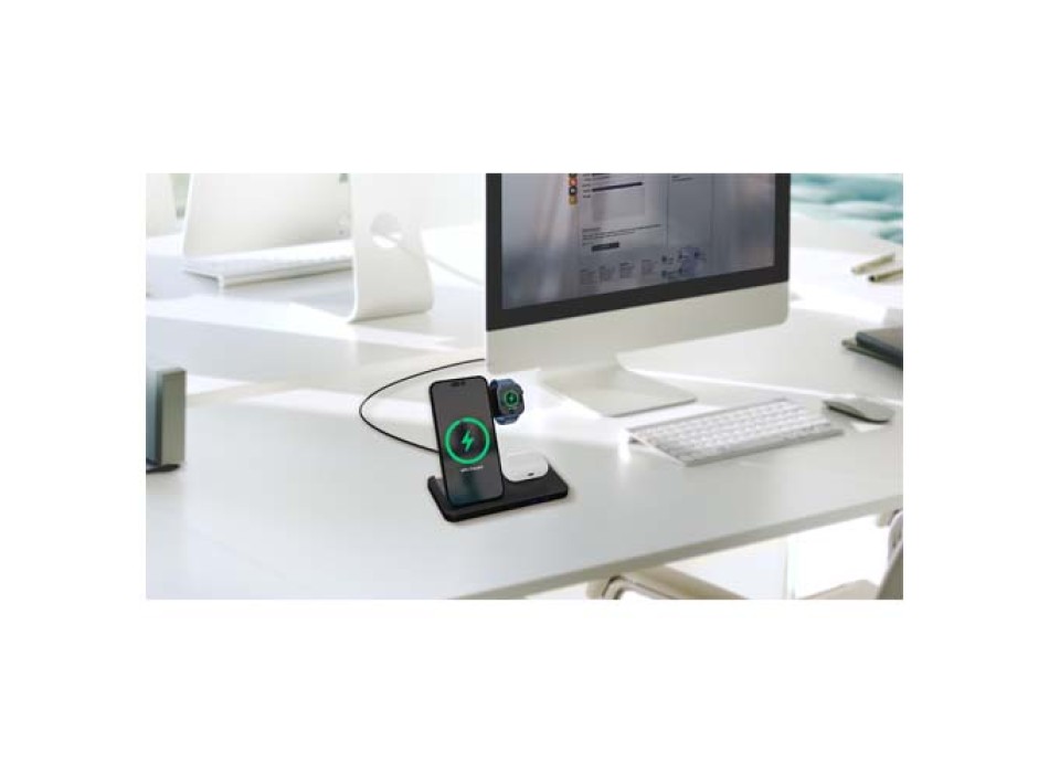 Base di ricarica wireless 3 in 1 con supporto per telefono SCX.design W28 FullGadgets.com
