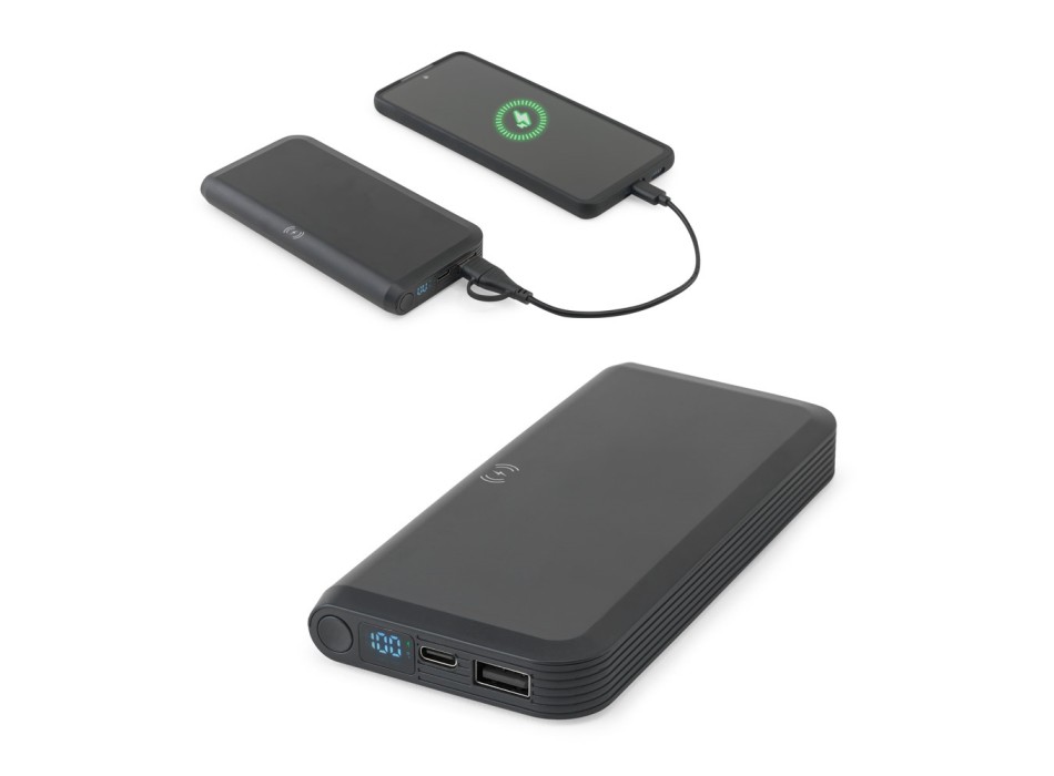 BECKER 10. Power bank da 10'000 mAh in ABS riciclato (100% rABS) con caricatore wireless superveloce da 15W FullGadgets.com