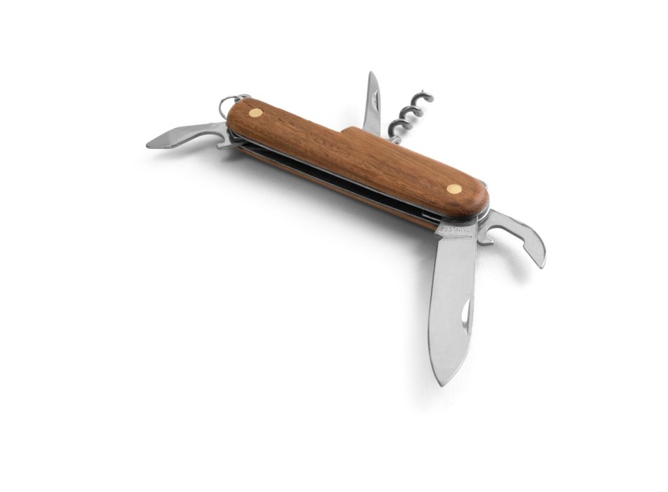 BELPIANO. Coltello tascabile multifunzione in acciaio inox e legno FullGadgets.com