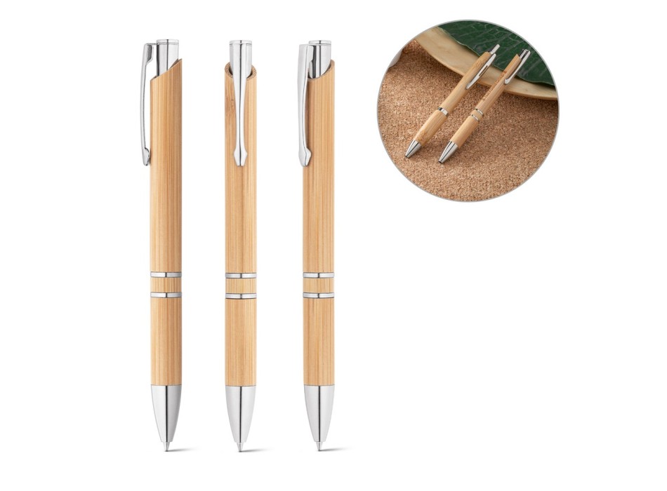 BETA BAMBOO. Penna a sfera in bambù con clip e dettagli in metallo FullGadgets.com