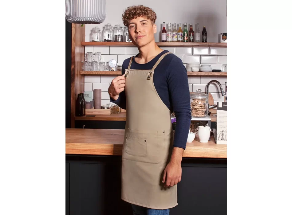 Bib Apron With Crossed Ribbons And Big Pocket FullGadgets.com