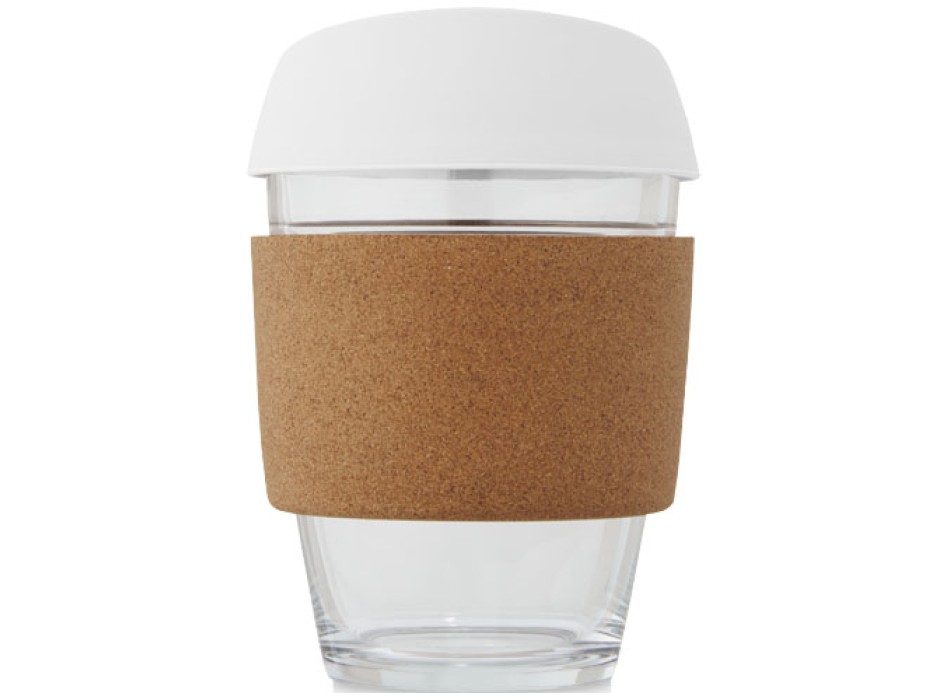 Bicchiere da 360 ml in vetro borosilicato con impugnatura in sughero e coperchio in silicone Lidan FullGadgets.com