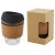 Bicchiere Da 360 Ml In Vetro Borosilicato Personalizzabile Con Impugnatura In Sughero E Coperchio In Silicone Lidan