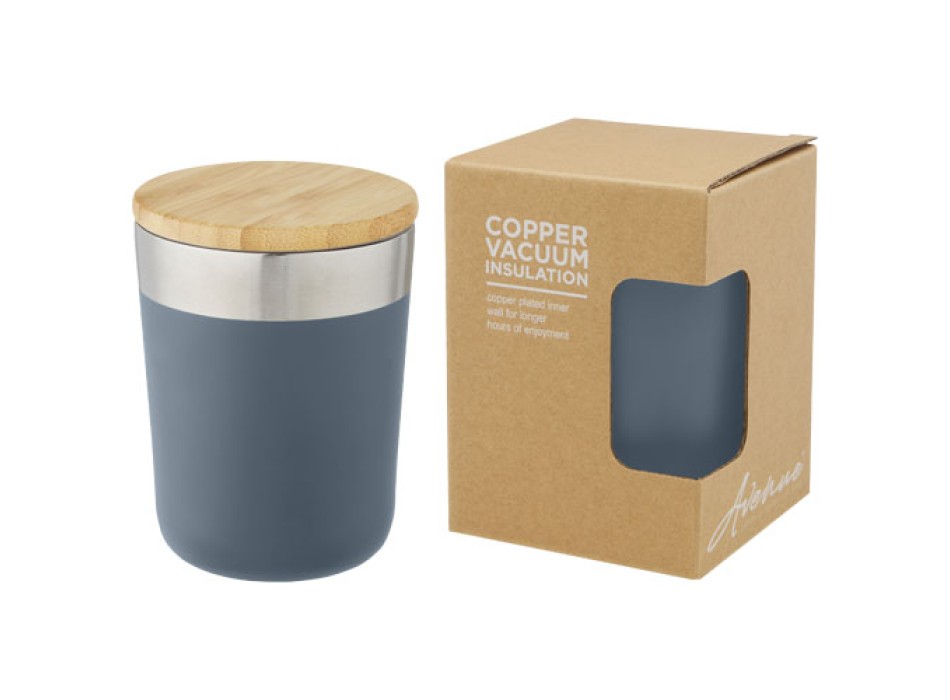 Bicchiere termico in acciaio inossidabile con isolamento sottovuoto in rame e coperchio in bambù da 330 ml Lagan FullGadgets.com