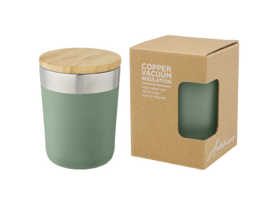 Bicchiere termico in acciaio inossidabile con isolamento sottovuoto in rame e coperchio in bambù da 330 ml Lagan FullGadgets.com