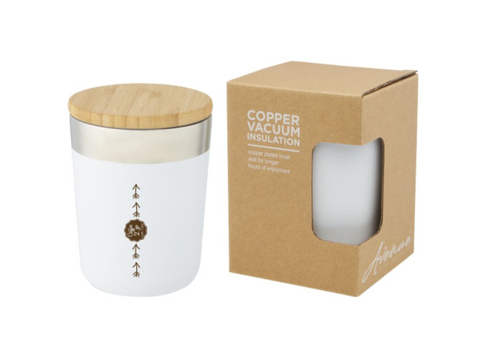Bicchiere termico in acciaio inossidabile con isolamento sottovuoto in rame e coperchio in bambù da 330 ml Lagan FullGadgets.com