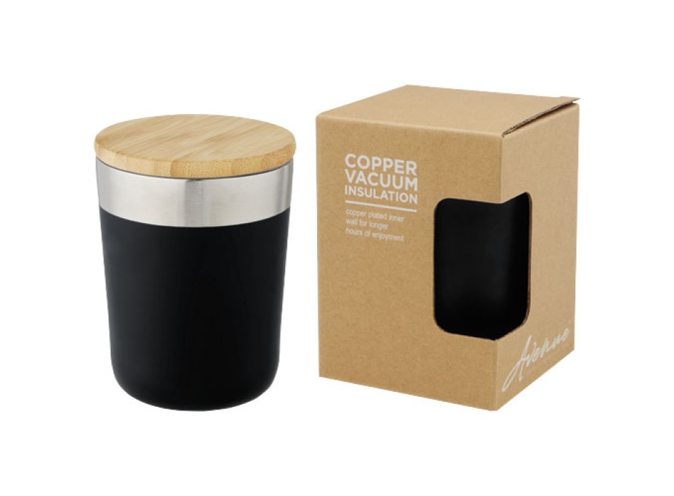 Bicchiere termico in acciaio inossidabile con isolamento sottovuoto in rame e coperchio in bambù da 330 ml Lagan FullGadgets.com