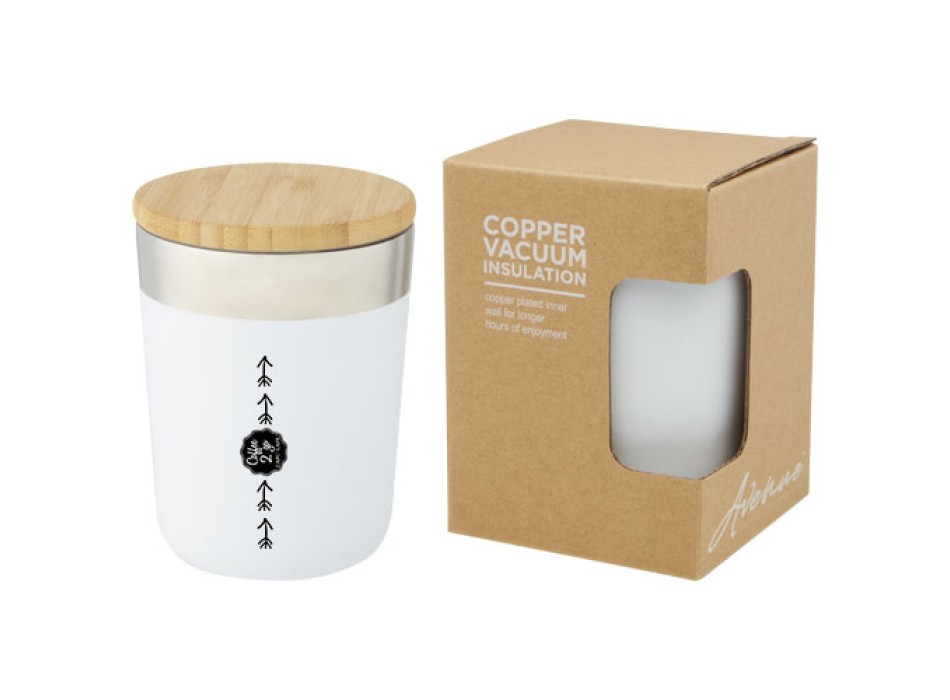 Bicchiere termico in acciaio inossidabile con isolamento sottovuoto in rame e coperchio in bambù da 330 ml Lagan FullGadgets.com