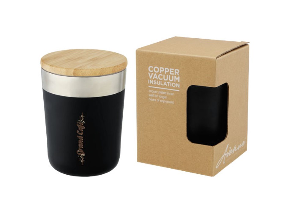 Bicchiere termico in acciaio inossidabile con isolamento sottovuoto in rame e coperchio in bambù da 330 ml Lagan FullGadgets.com