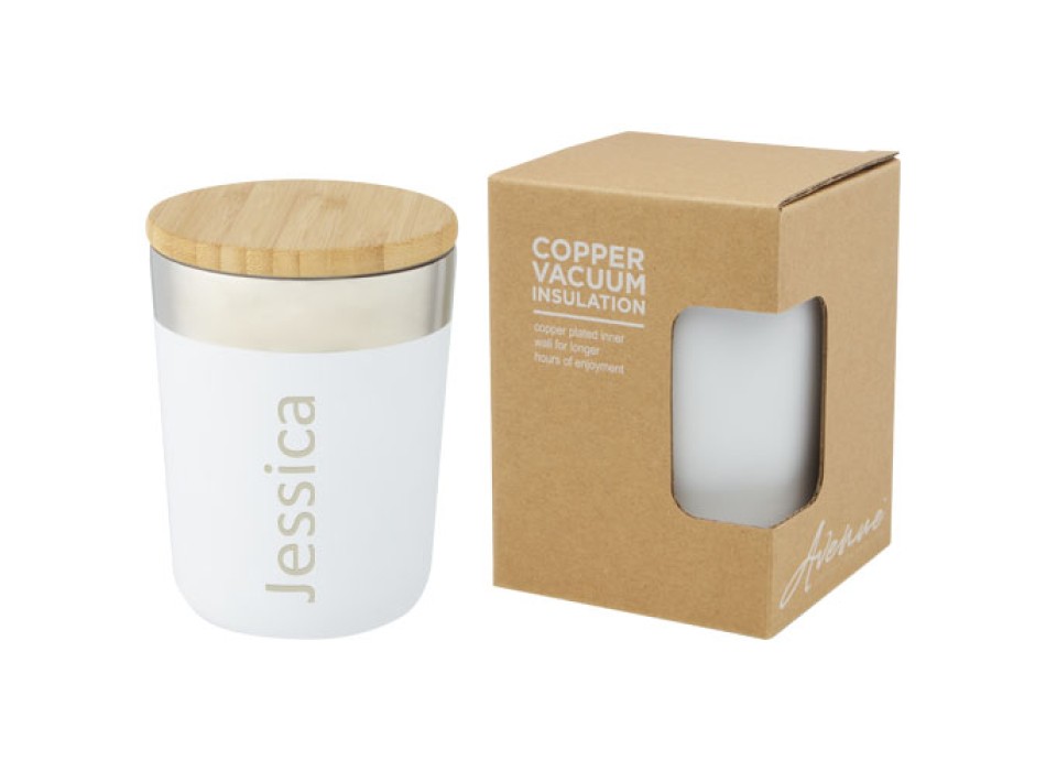 Bicchiere termico in acciaio inossidabile con isolamento sottovuoto in rame e coperchio in bambù da 330 ml Lagan FullGadgets.com