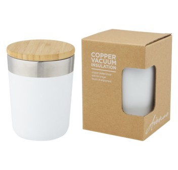 Bicchiere termico in acciaio inossidabile con isolamento sottovuoto in rame e coperchio in bambù da 330 ml Lagan FullGadgets.com