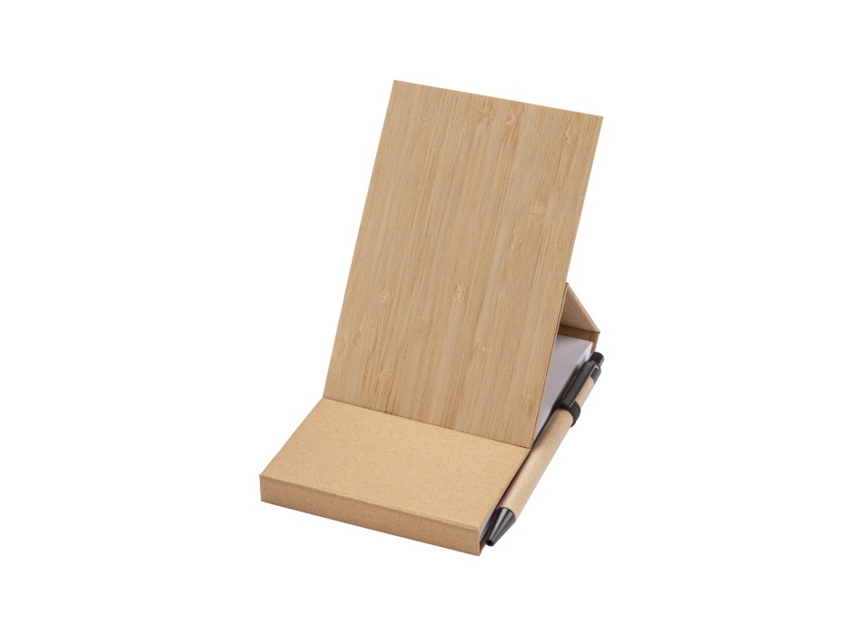 Blocco note con copertina in bambù, penna a sfera e supporto per telefono FullGadgets.com