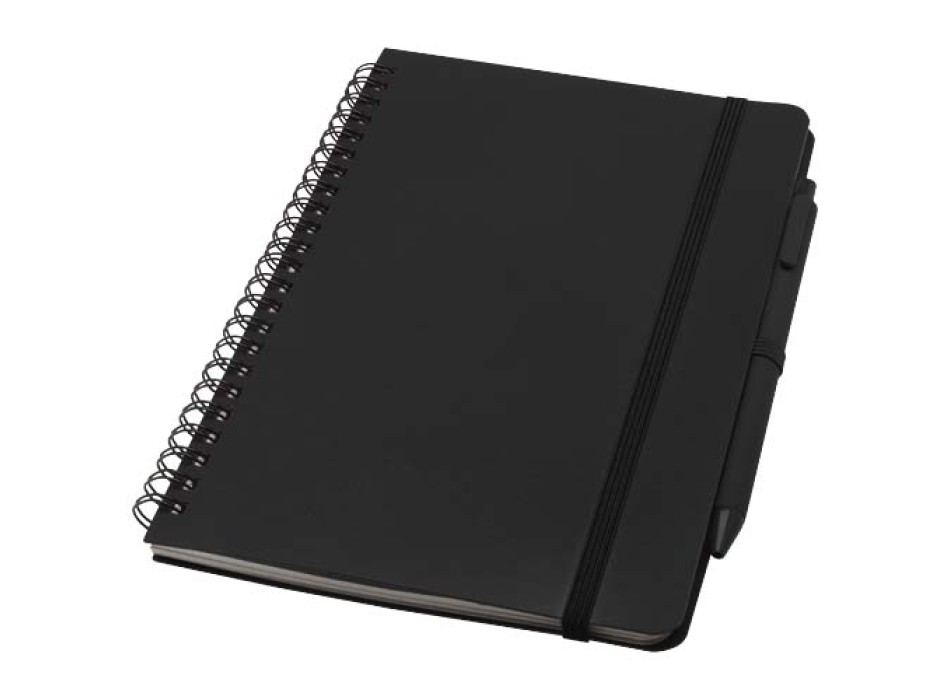 Blocco note formato A5 con copertina rigida in plastica recuperata in prossimità degli oceani e penna a sfera Thalaasa (inchiostro nero) FullGadgets.com