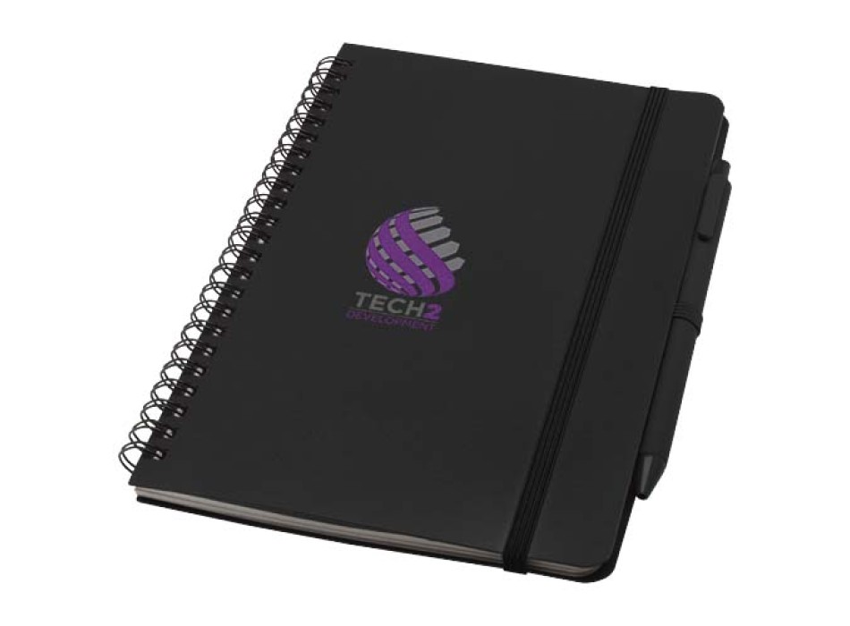 Blocco note formato A5 con copertina rigida in plastica recuperata in prossimità degli oceani e penna a sfera Thalaasa (inchiostro nero) FullGadgets.com