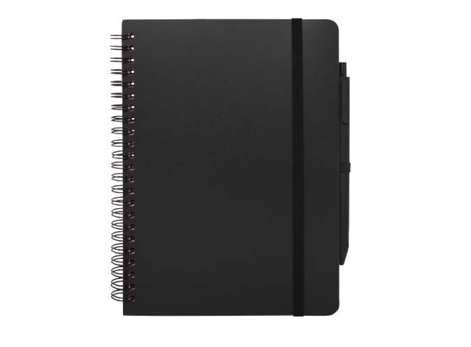 Blocco note formato A5 con copertina rigida in plastica recuperata in prossimità degli oceani e penna a sfera Thalaasa (inchiostro nero) FullGadgets.com