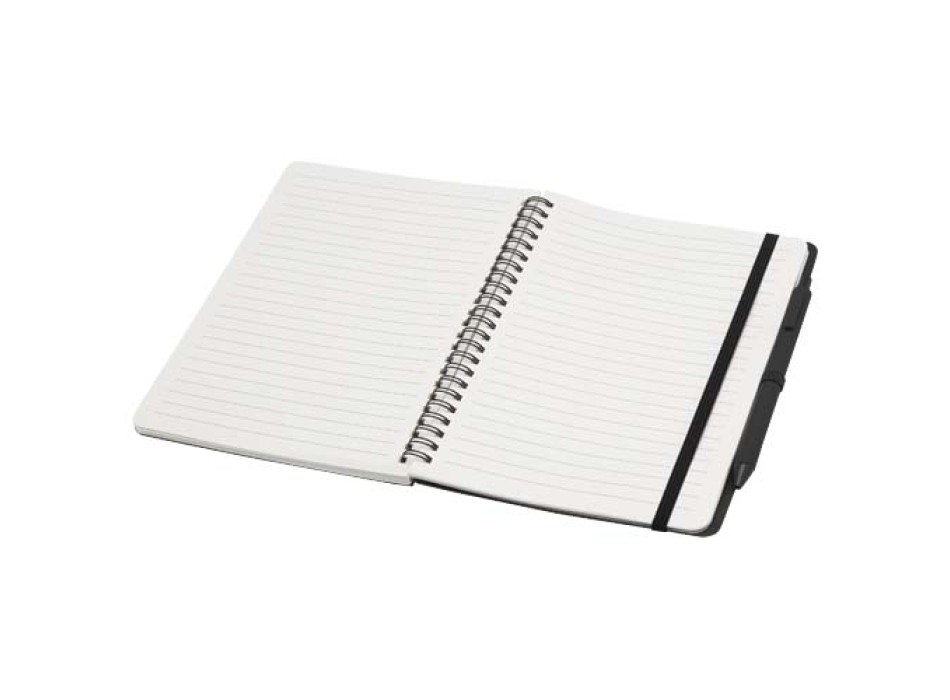 Blocco note formato A5 con copertina rigida in plastica recuperata in prossimità degli oceani e penna a sfera Thalaasa (inchiostro nero) FullGadgets.com