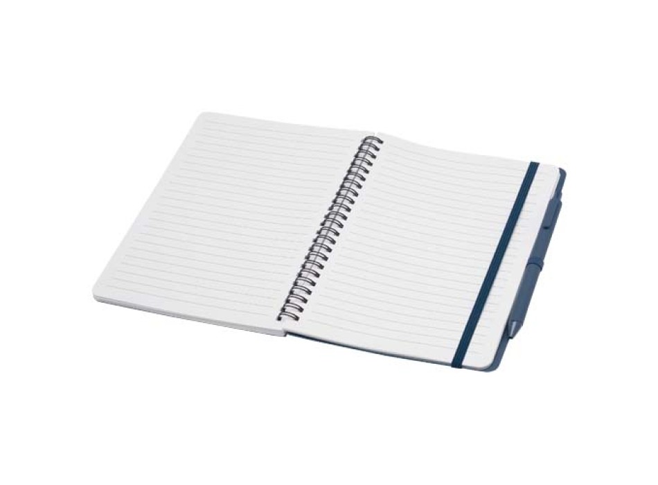 Blocco note formato A5 con copertina rigida in plastica recuperata in prossimità degli oceani e penna a sfera Thalaasa (inchiostro nero) FullGadgets.com