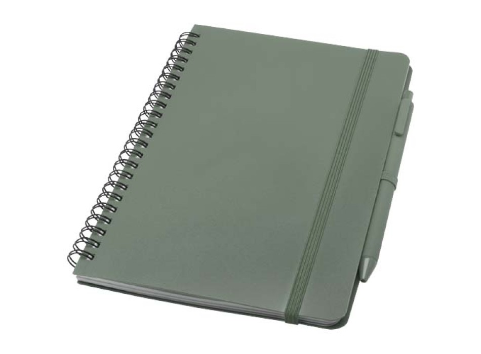 Blocco note formato A5 con copertina rigida in plastica recuperata in prossimità degli oceani e penna a sfera Thalaasa (inchiostro nero) FullGadgets.com