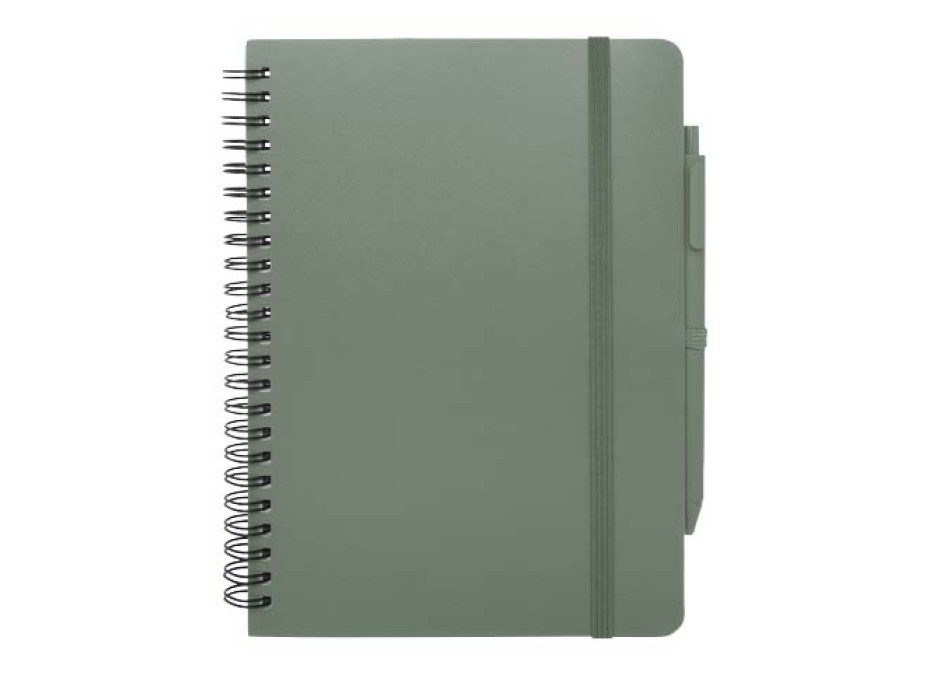 Blocco note formato A5 con copertina rigida in plastica recuperata in prossimità degli oceani e penna a sfera Thalaasa (inchiostro nero) FullGadgets.com