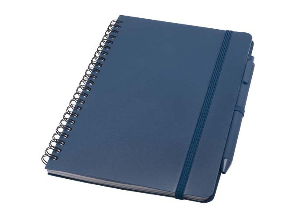 Blocco note formato A5 con copertina rigida in plastica recuperata in prossimità degli oceani e penna a sfera Thalaasa (inchiostro nero) FullGadgets.com