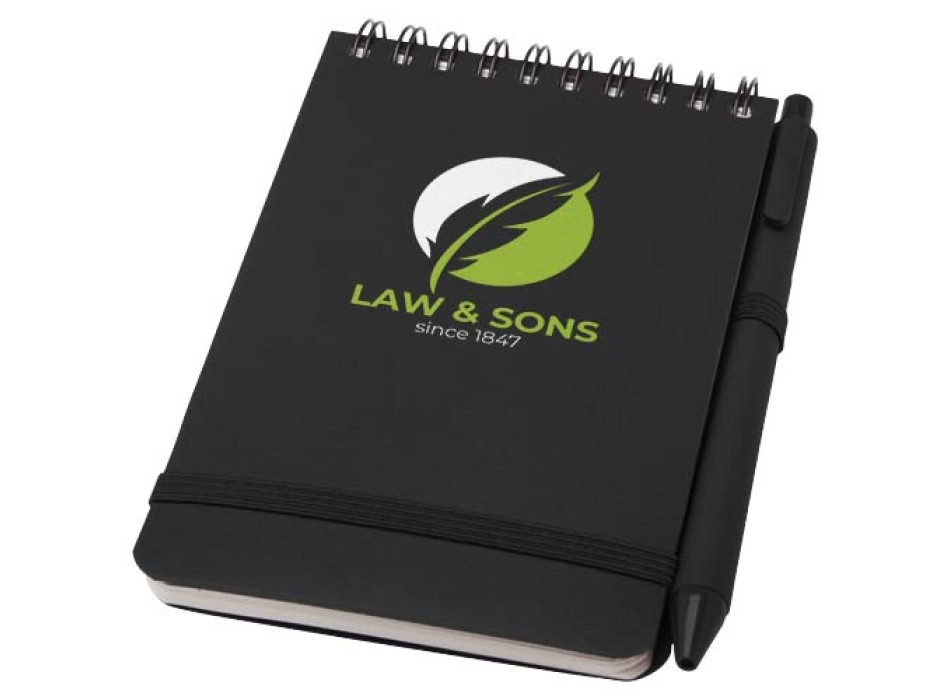 Blocco note formato A6 con copertina rigida in plastica recuperata in prossimità degli oceani e penna a sfera Thalaasa (inchiostro nero) FullGadgets.com