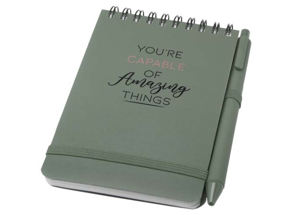 Blocco note formato A6 con copertina rigida in plastica recuperata in prossimità degli oceani e penna a sfera Thalaasa (inchiostro nero) FullGadgets.com