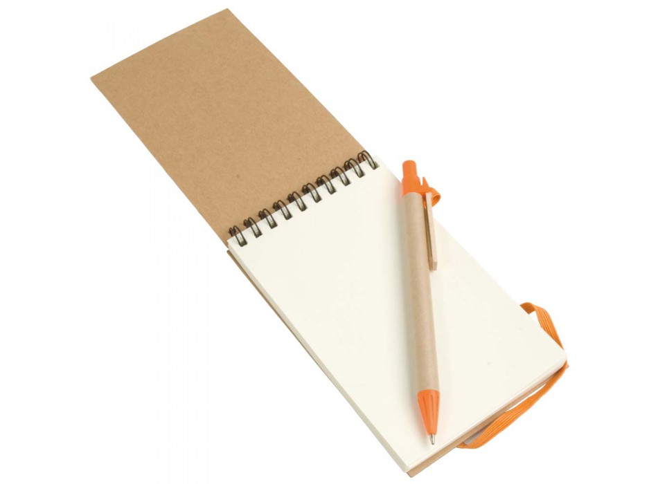 Block notes ad anelli in carta riciclata, fogli bianchi (70 pag.) con penna in cartone FullGadgets.com