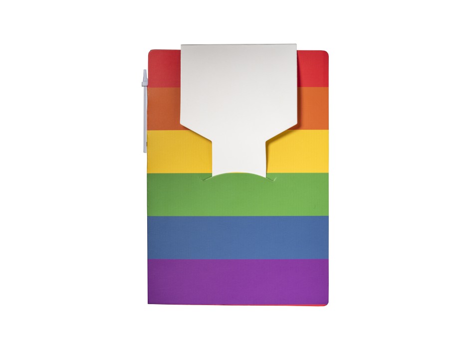 Block notes  in carta con copertina arcobaleno, foglietti adesivi e penna FullGadgets.com